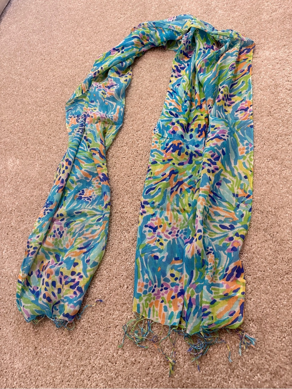 Lilly Pulitzer Murfee Silk & Cashmere Fringe Scarf NWOT